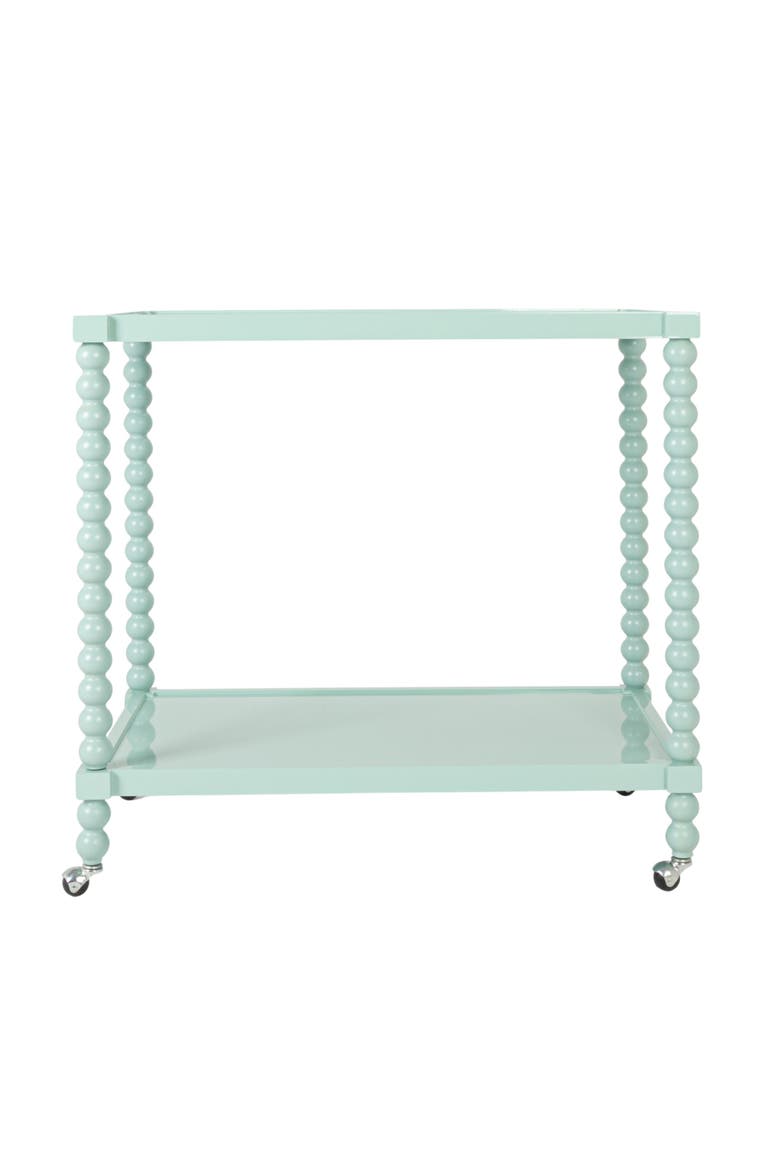 Rubberwood 2-Tier Bar Cart on Wheels, Blue, Alternate, color, Blue