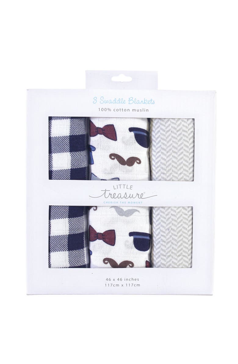 Little Treasure Soft Cotton Muslin Infant Wraps, Alternate, color, Handsome Fella