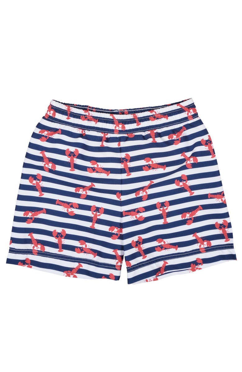 Florence Eiseman Lobster Print Swim Trunk, Main, color, White/Red/Nvy