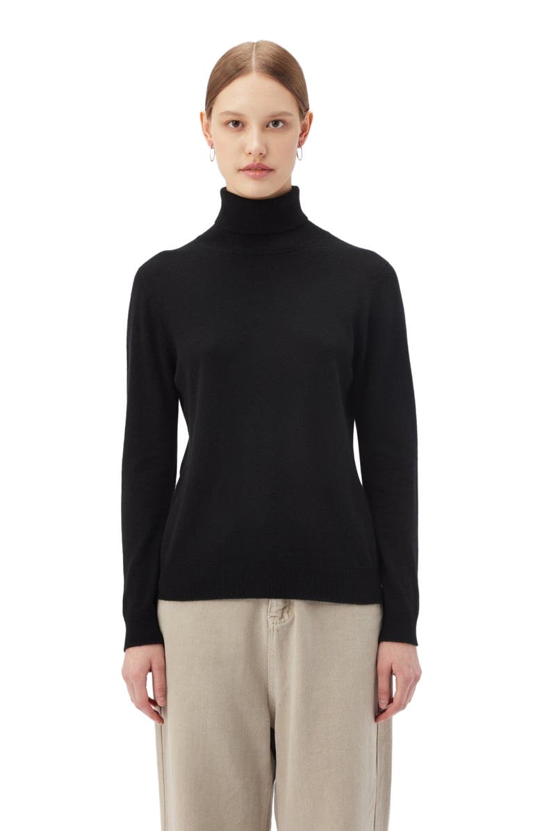 Gobi Cashmere Cashmere Turtle Neck Sweater, Alternate, color, Black