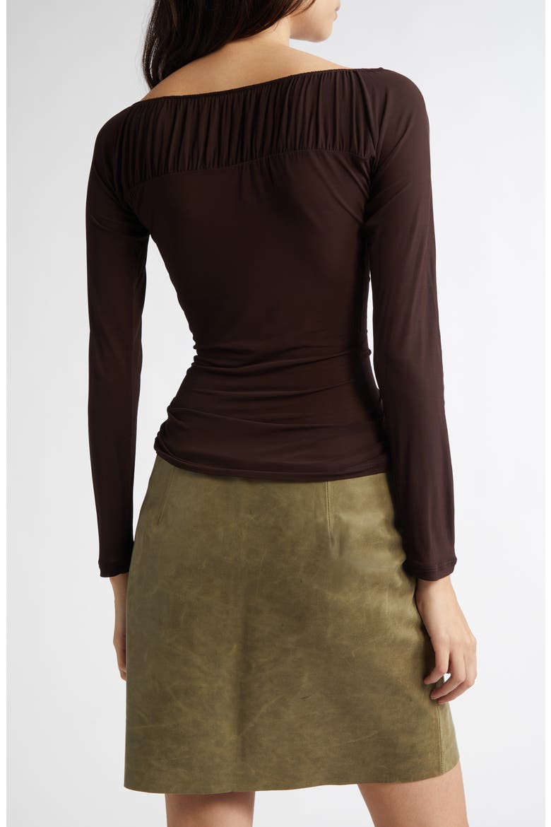 Azucar Shirred Bateau Neck Knit Top, Alternate, color, BROWN