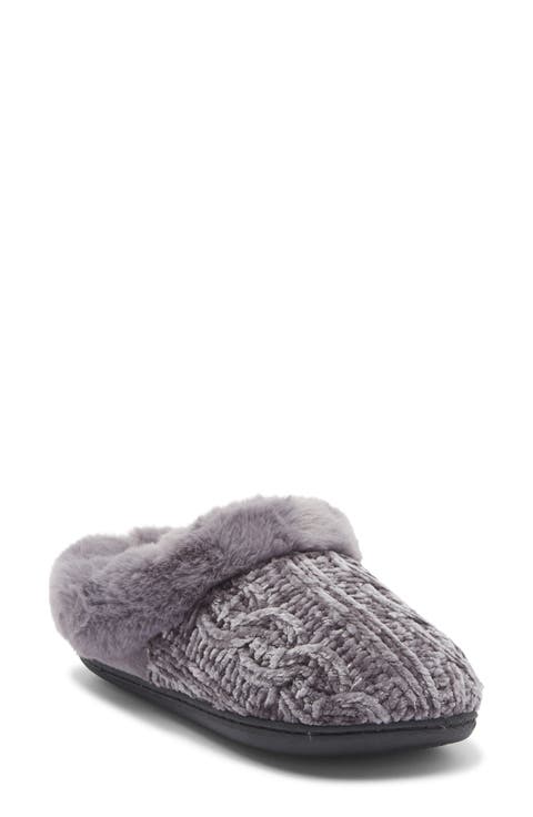 Chenille witj Faux Fur Collar Clog Slipper (Women)