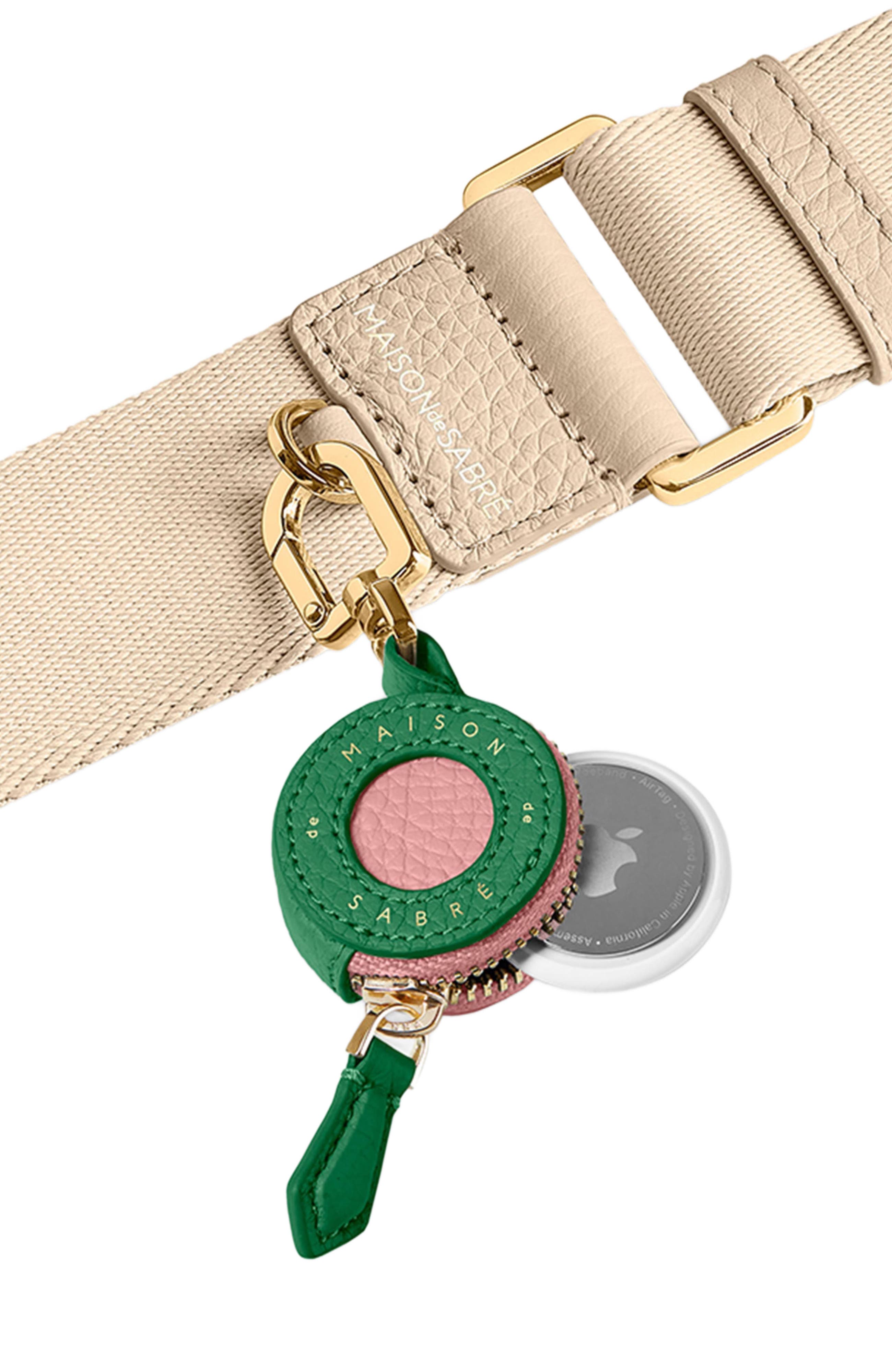 MAISON de SABRÉ Leather AirTag Charm, Alternate, color, Emerald Pink