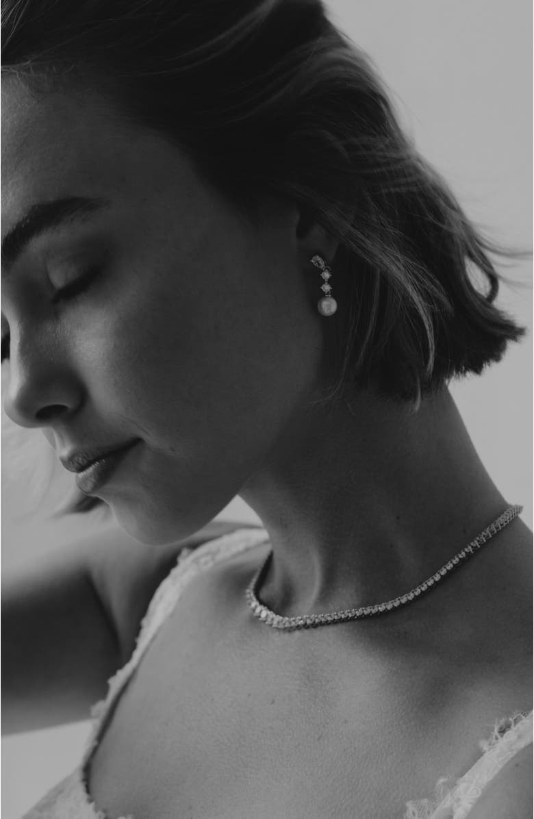 Untamed Petals Serenade Pearl and Crystal Earrings, Alternate, color, Silver