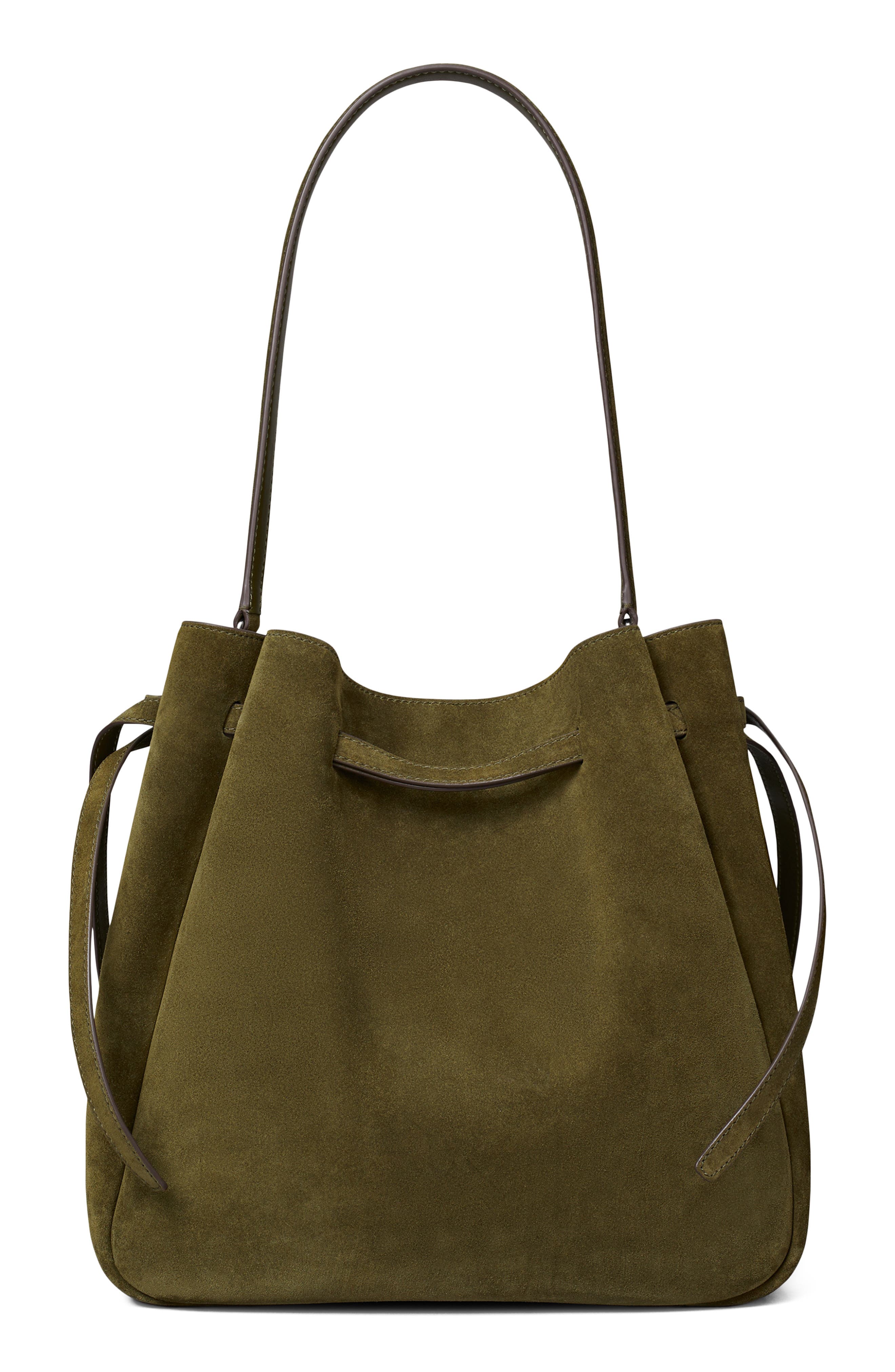 Large Romy Suede Bucket Bag, Alternate, color, LECCIO