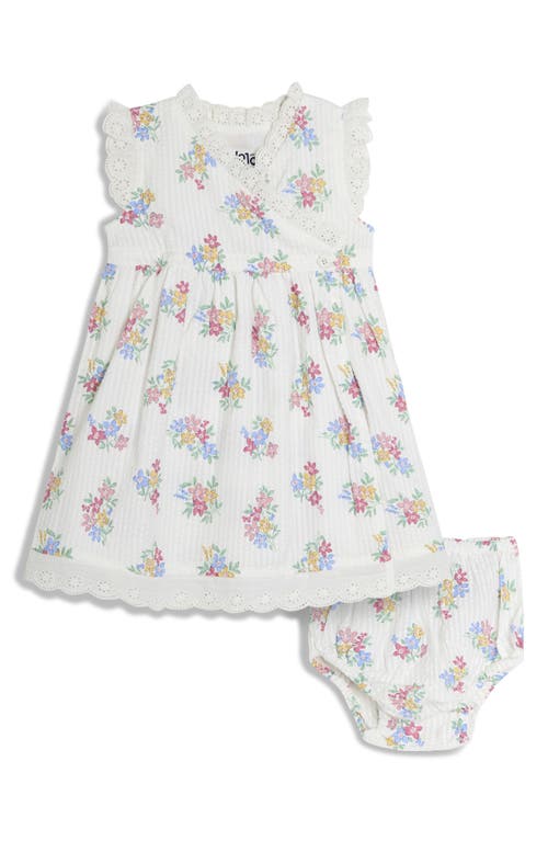 JOJO MAMAN BEBE Floral Cotton Wrap Dress & Bloomers in White at Nordstrom, Size 0-3M