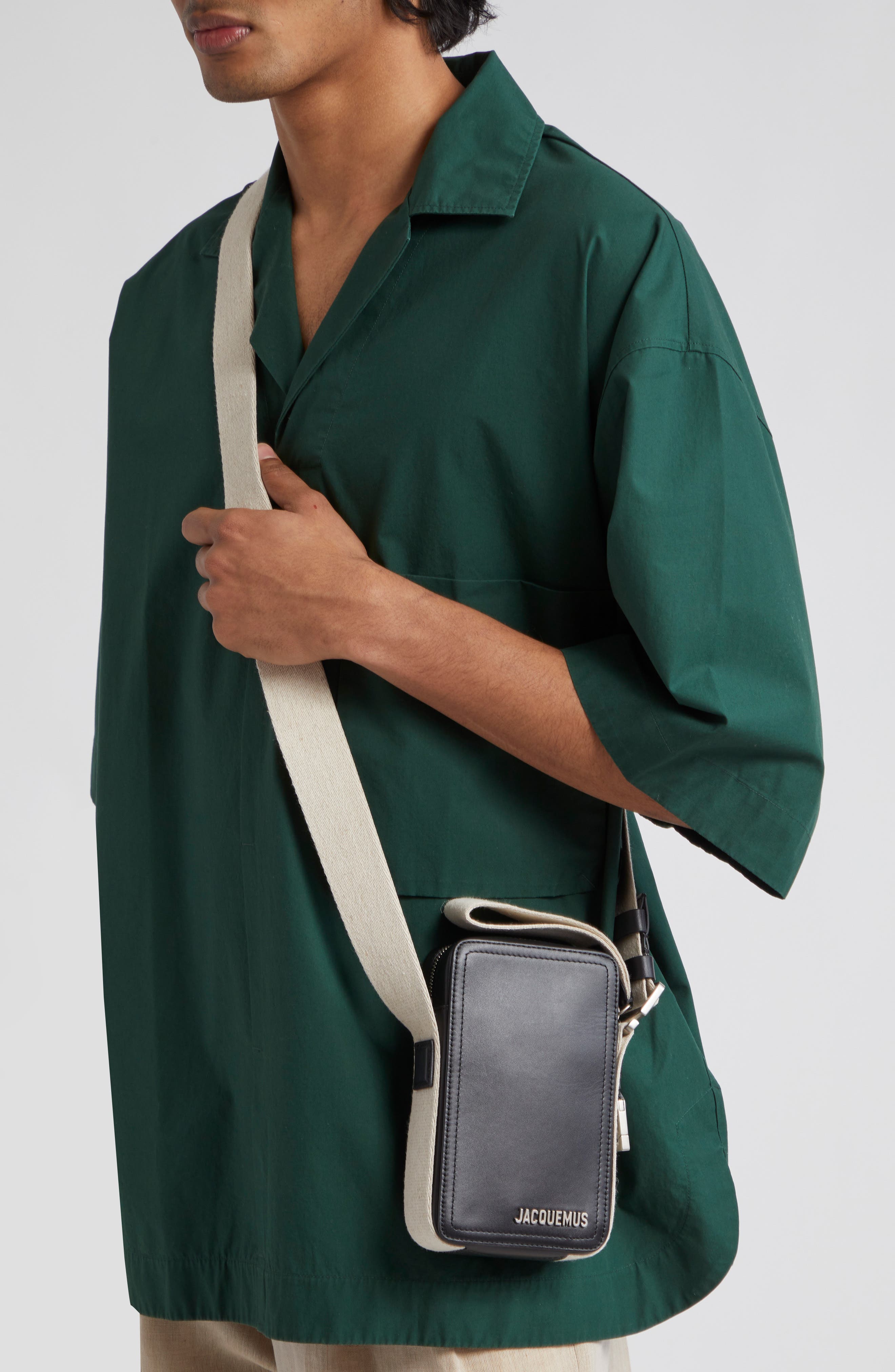 Le Cuerda Vertical Leather Shoulder Bag, Alternate, color, BLACK
