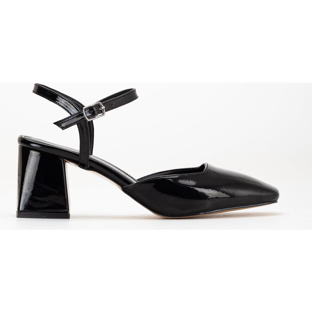 Forever & Always Shoes Kayla Block Heel Pumps In Black Patent Faux Leather