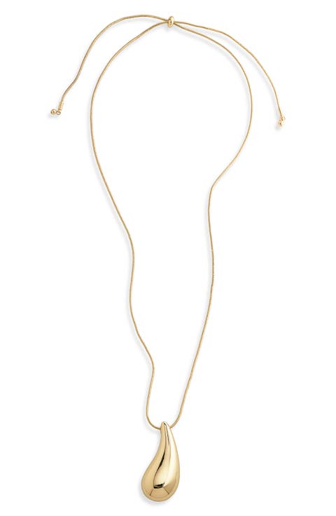 Polished Teardrop Slider Pendant Necklace