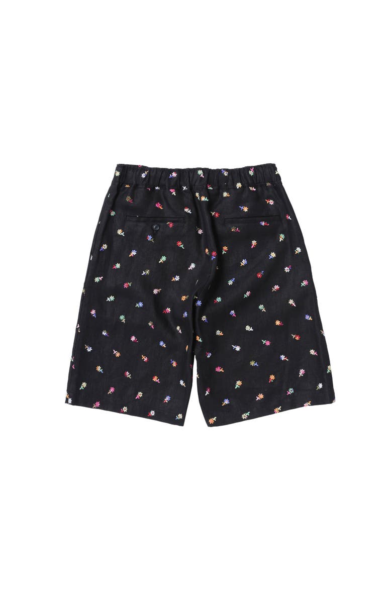 vowels Floral Embroidered Easy Shorts, Alternate, color, Black