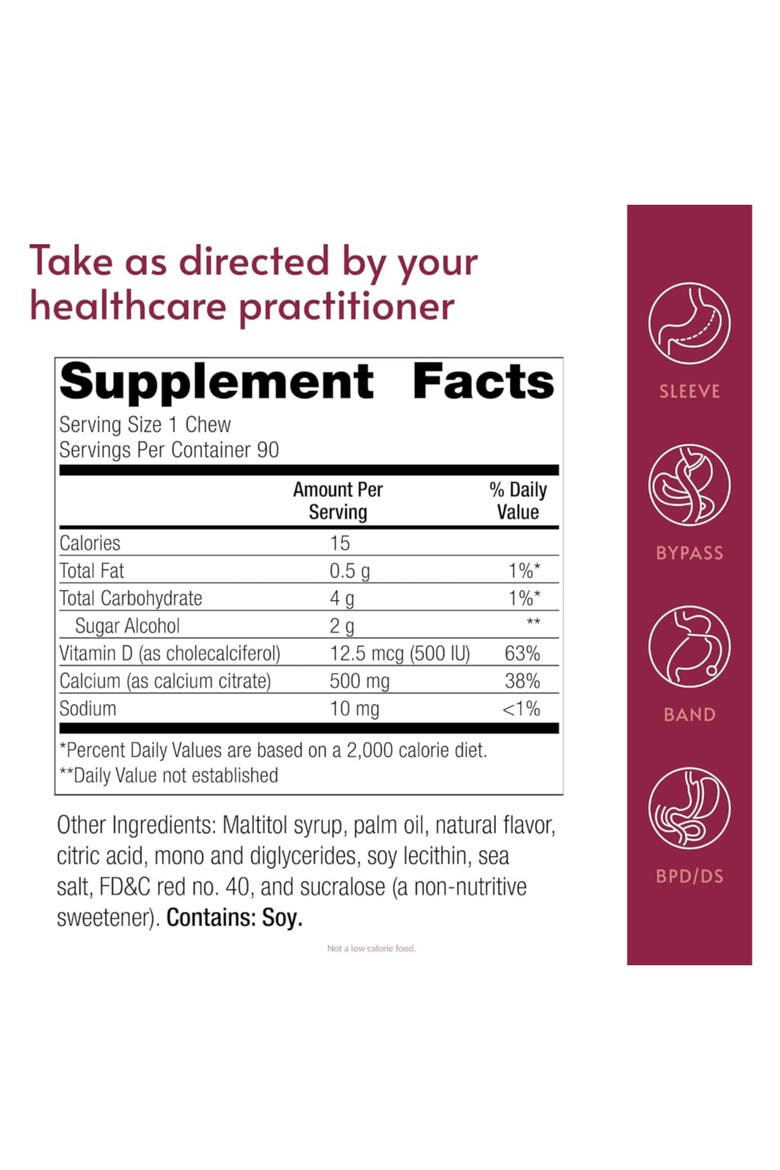 Calcium Citrate Chewy Bites Highly Absorbable Vitamin D3 Supplement 90 Count, Alternate, color, None