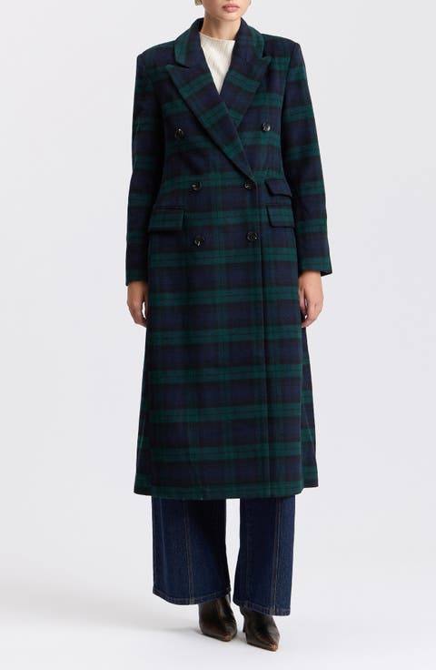 Plaid Relaxed Double Breasted Maxi Coat