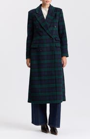 Avec Les Filles Plaid Relaxed Double Breasted Maxi Coat