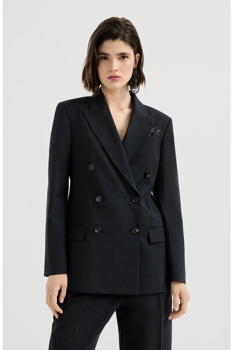 Tropical luxury wool blazer with monili, Main, color, Lignite