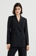Brunello Cucinelli Tropical luxury wool blazer with monili