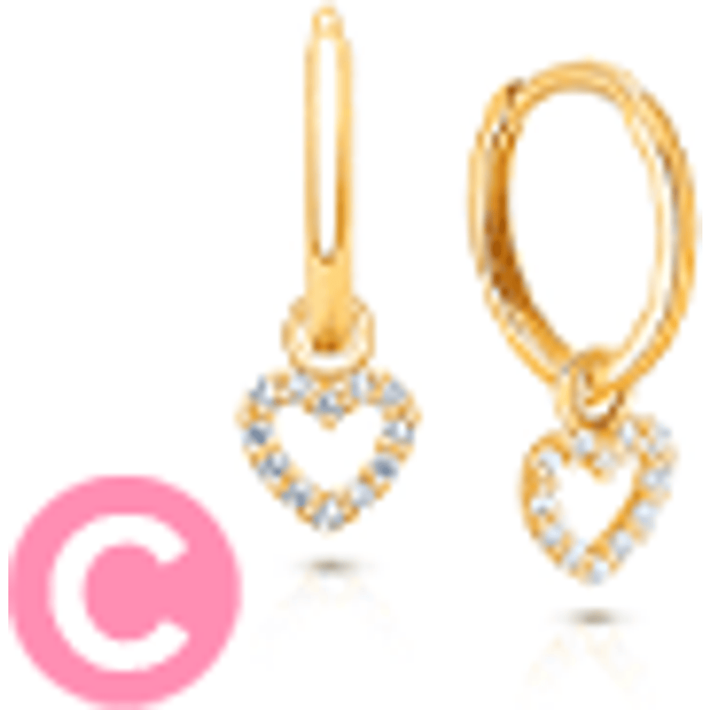 Tiny Blessings 14k Gold Pavé Heart Drop Classic 11mm Huggie Hoop Earrings In Gold