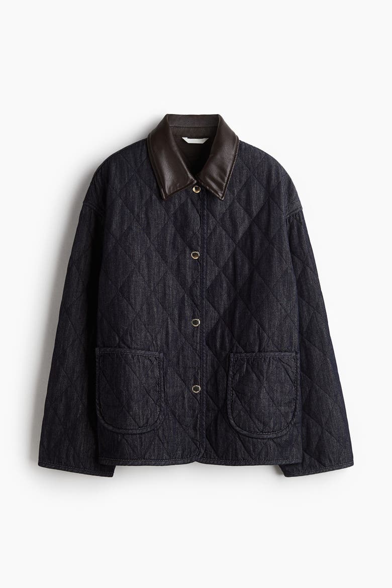 Quilted Denim Jacket, Main, color, Dark denim blue