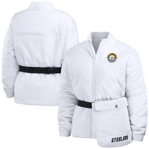 Women's WEAR by Erin Andrews  White Pittsburgh Steelers Packaway Full-Zip Puffer Jacket