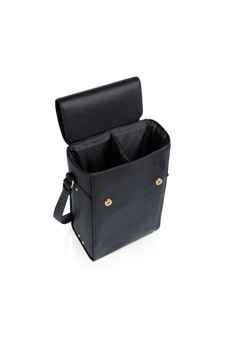 Barossa Two Bottle Leatherette Wine Tote, Alternate, color, Black