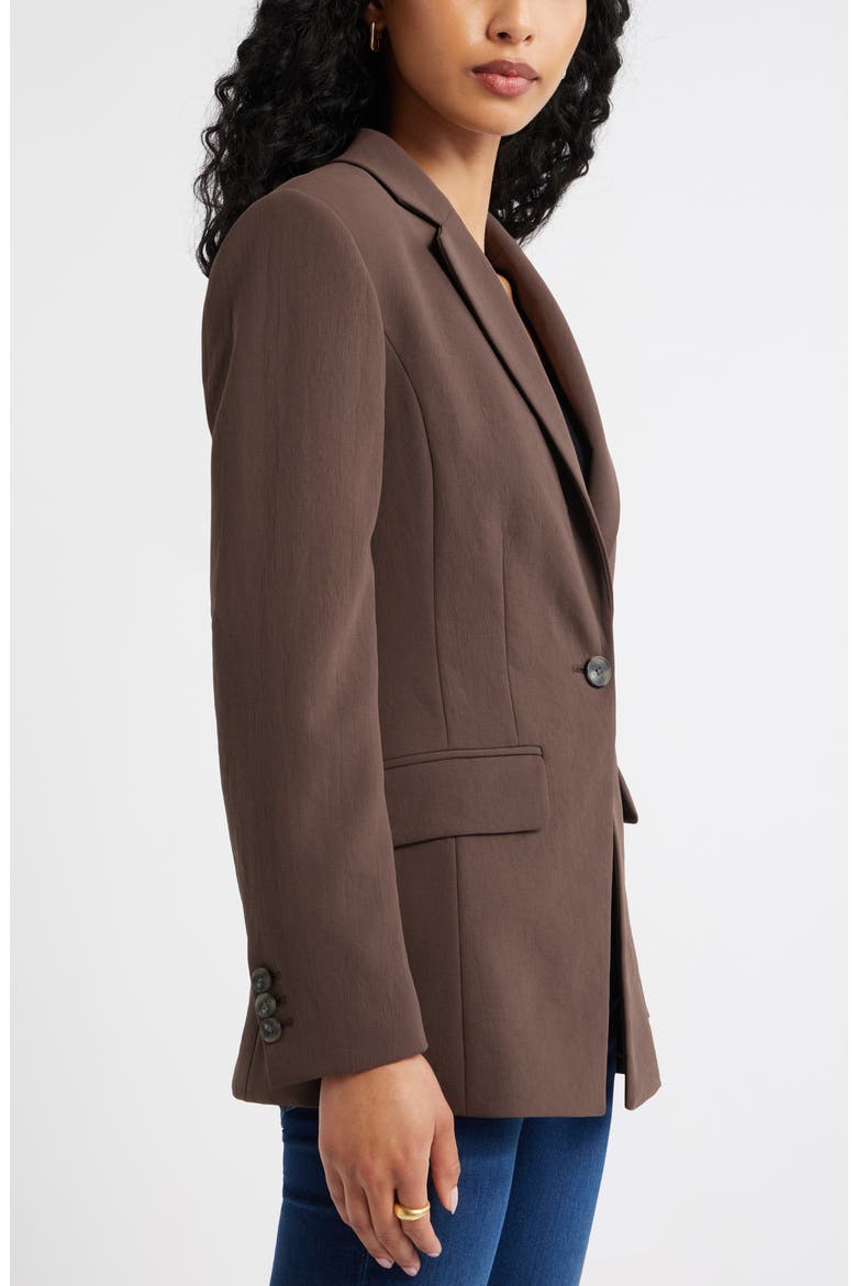 Curator Crepe Fitted Blazer, Alternate, color, BROWN SEAL