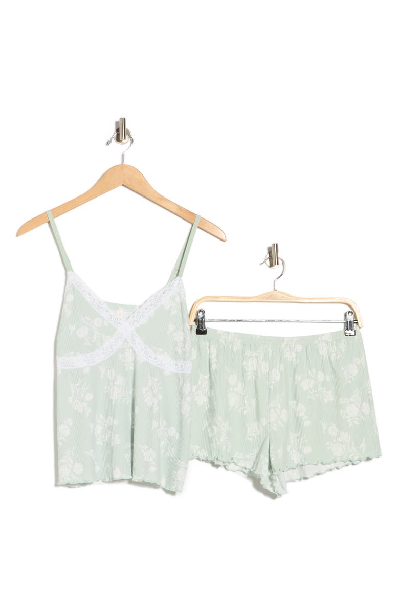 Laura Ashley Lace Camisole & Short Pajamas, Main, color, Green Floral