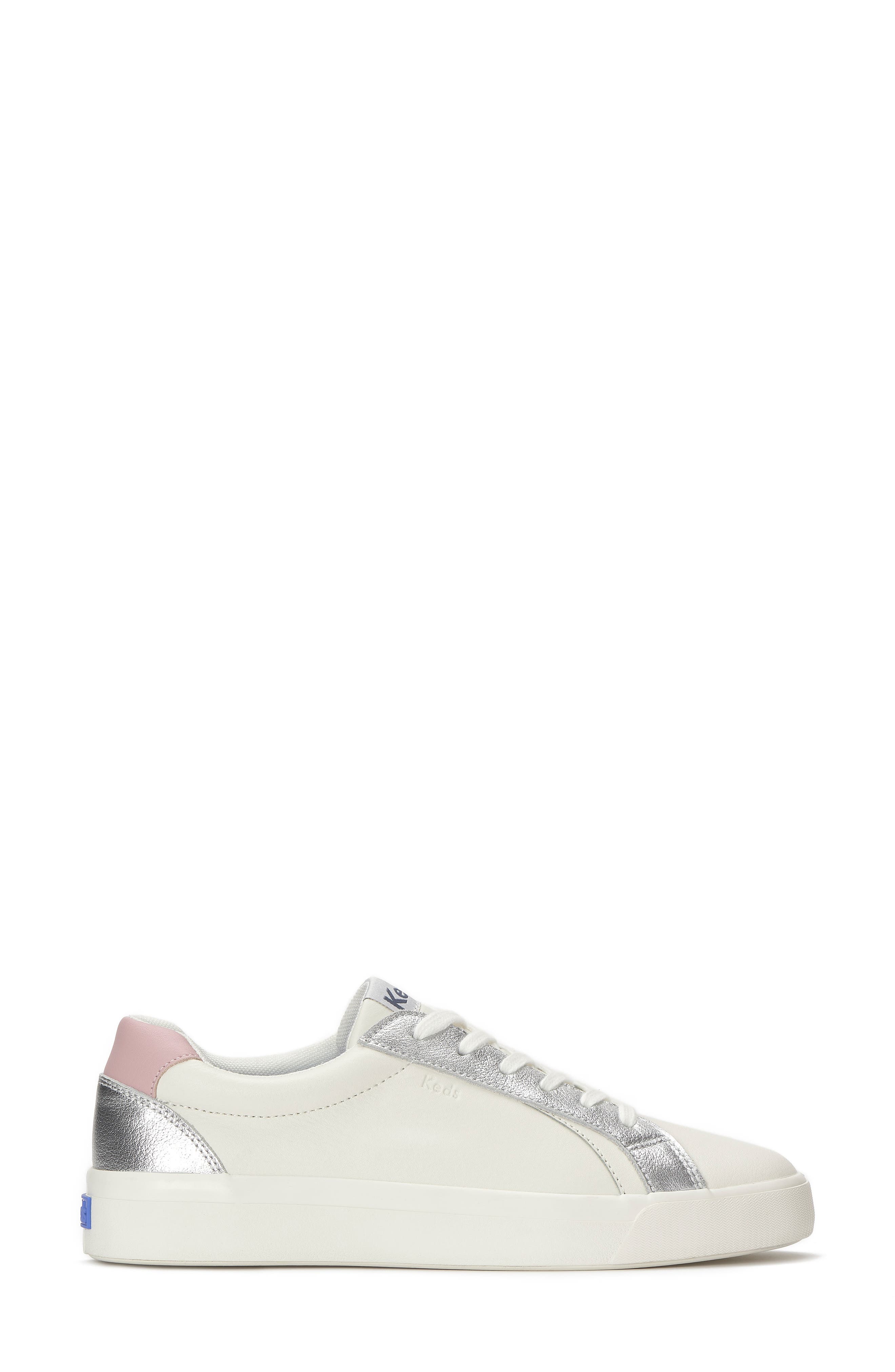 Pursuit Leather Sneaker, Alternate, color, SNOW WHITE/ SILVER