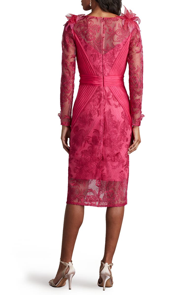 Tadashi Shoji Floral Appliqué Long Sleeve Cocktail Dress, Alternate, color, 