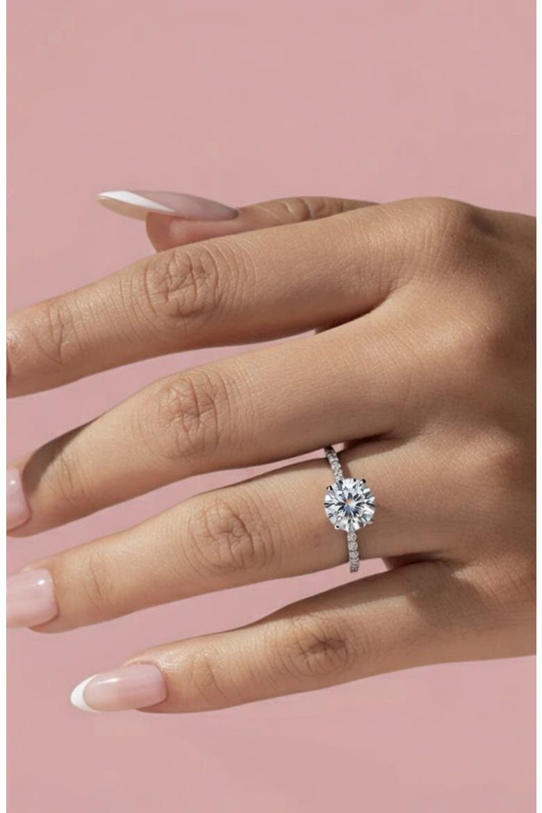 Round Cut Cubic Zirconia Solitaire Ring, Alternate, color, SILVER