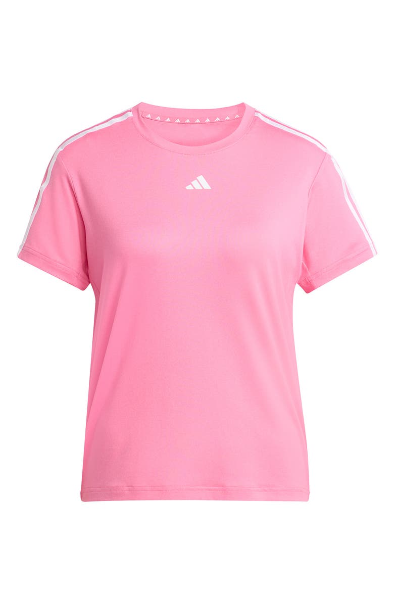 adidas Essentials 3-Stripes Performance T-Shirt, Alternate, color, Pink Fusion