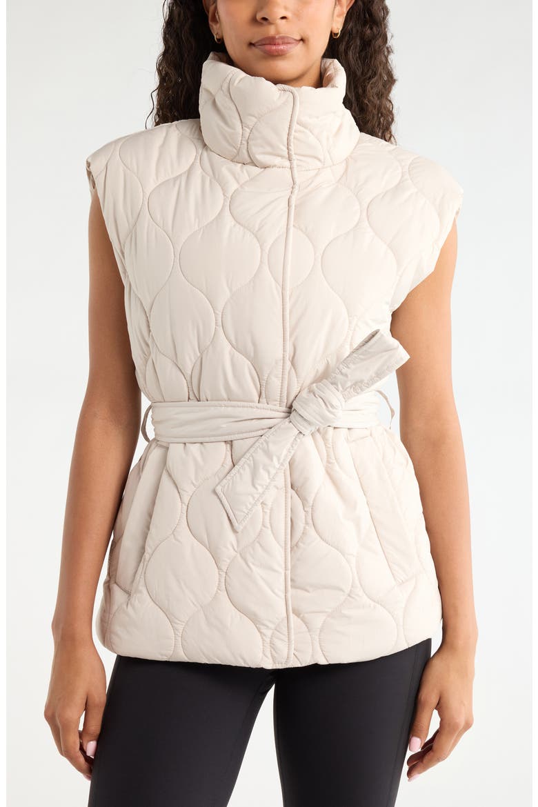 Skyline Belted Puffer Vest, Alternate, color, GREY PEBBLE