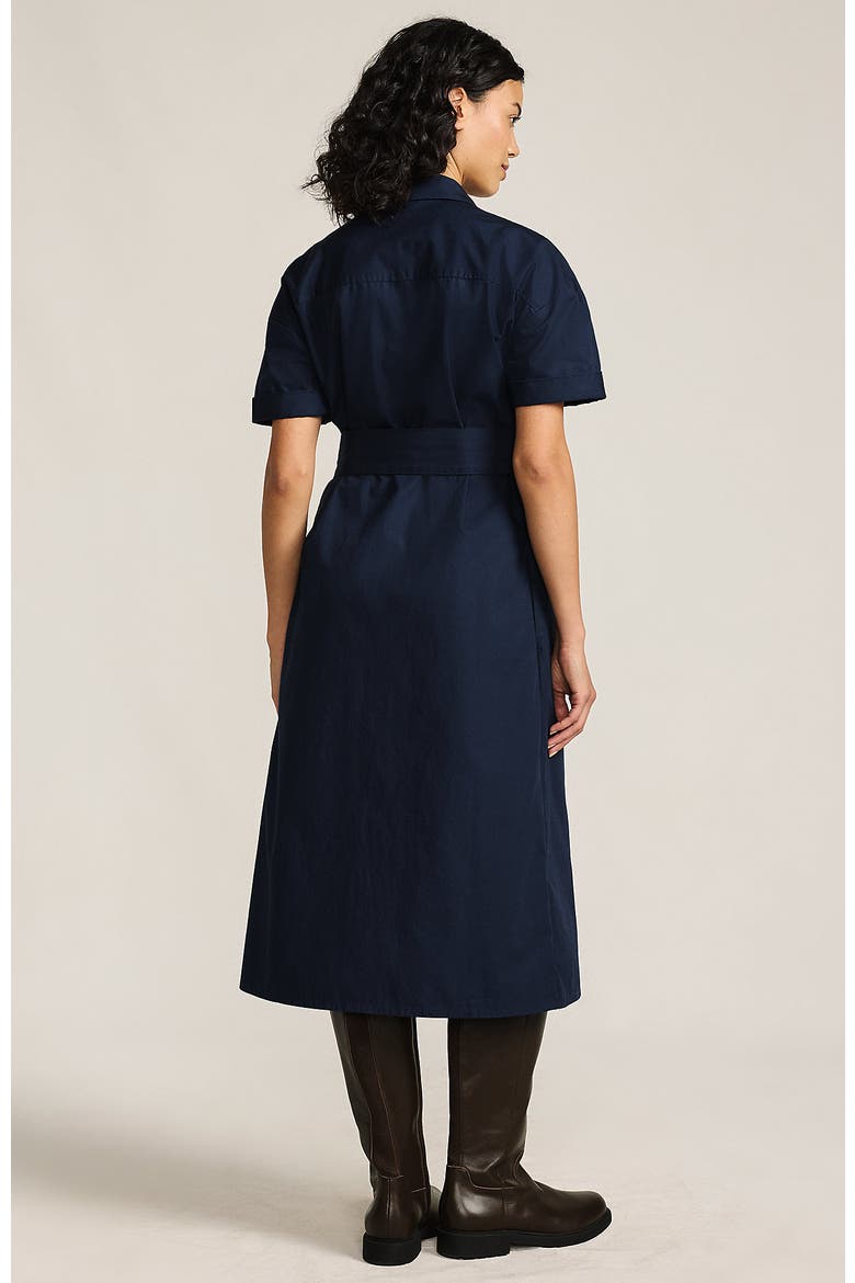Cotton Poplin Button Front Dress, Alternate, color, Navy
