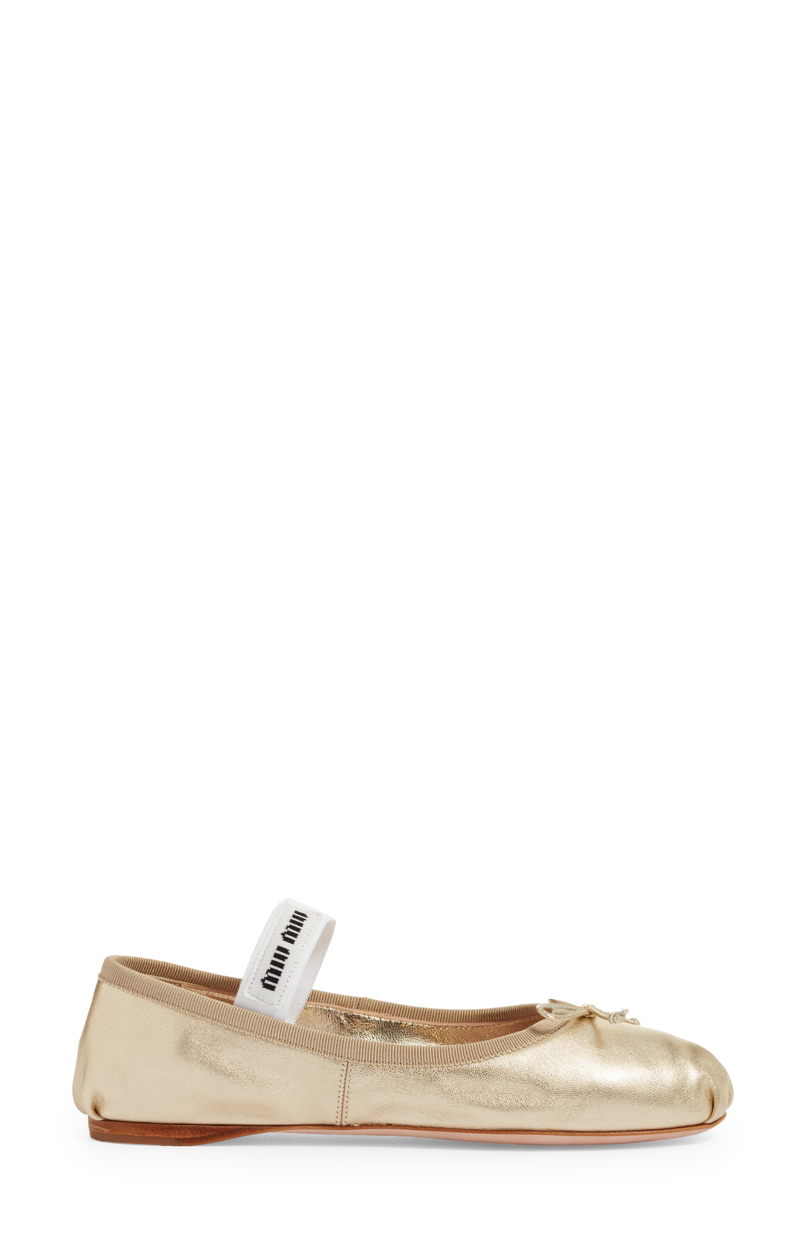 Miu Miu Logo Band Ballet Flat, Alternate, color, 