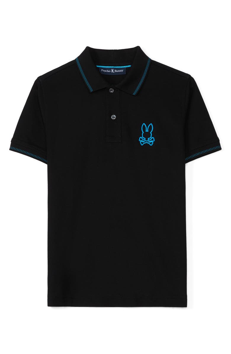 Psycho Bunny Kids' Stanwood Cotton Pique Polo, Main, color, Black