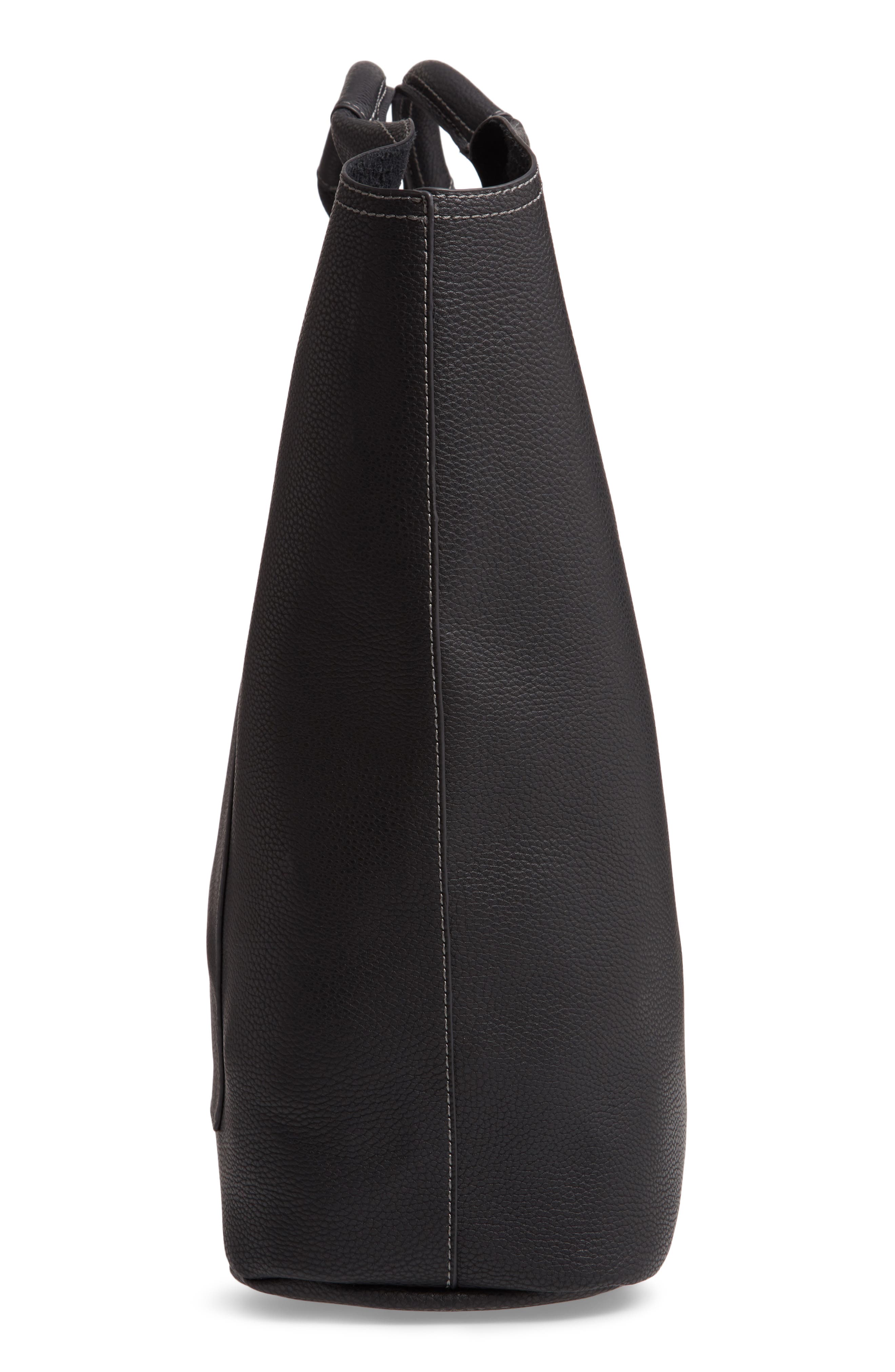 Alexis Faux Leather Tote, Alternate, color, BLACK