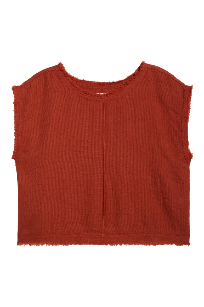 Bali Fray Edge Cotton Cover-Up Crop Top, Alternate, color, CLAY