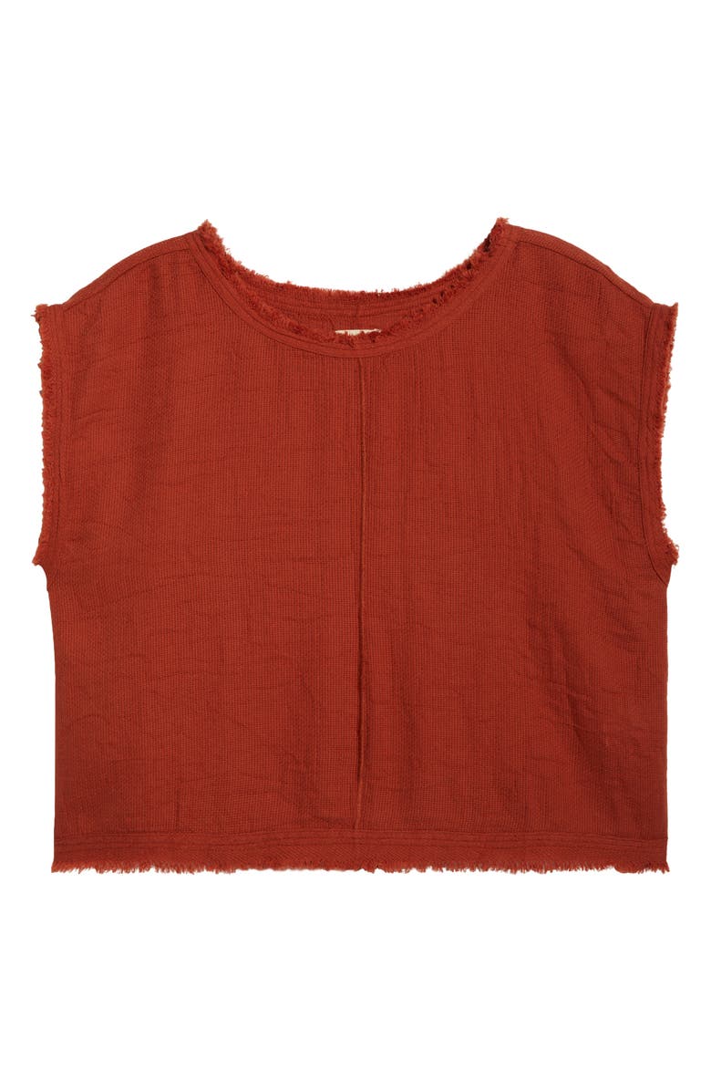 Elan Bali Fray Edge Cotton Cover-Up Crop Top, Alternate, color, Clay