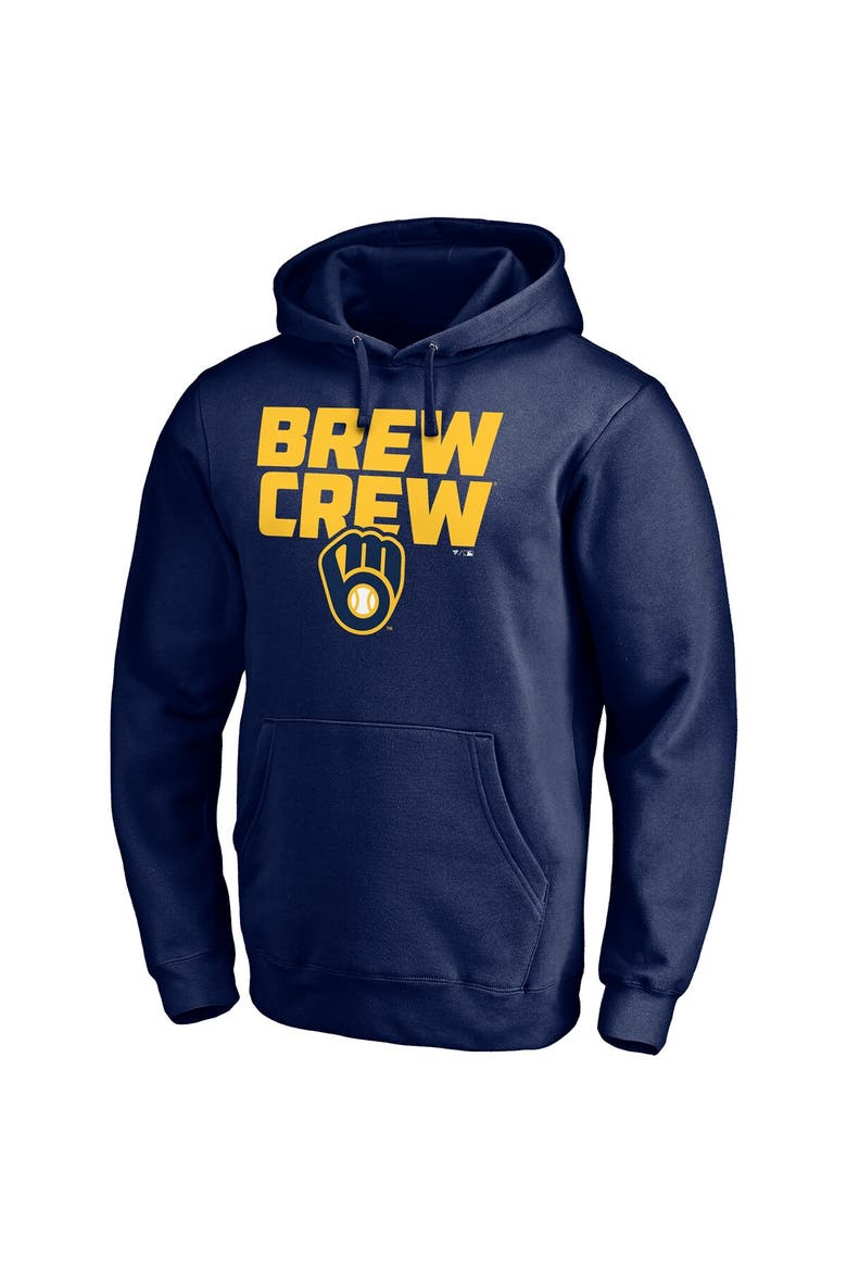 Men's Fanatics Branded Navy Milwaukee Brewers Hometown Collection Fitted Pullover Hoodie, Alternate, color, NAVY