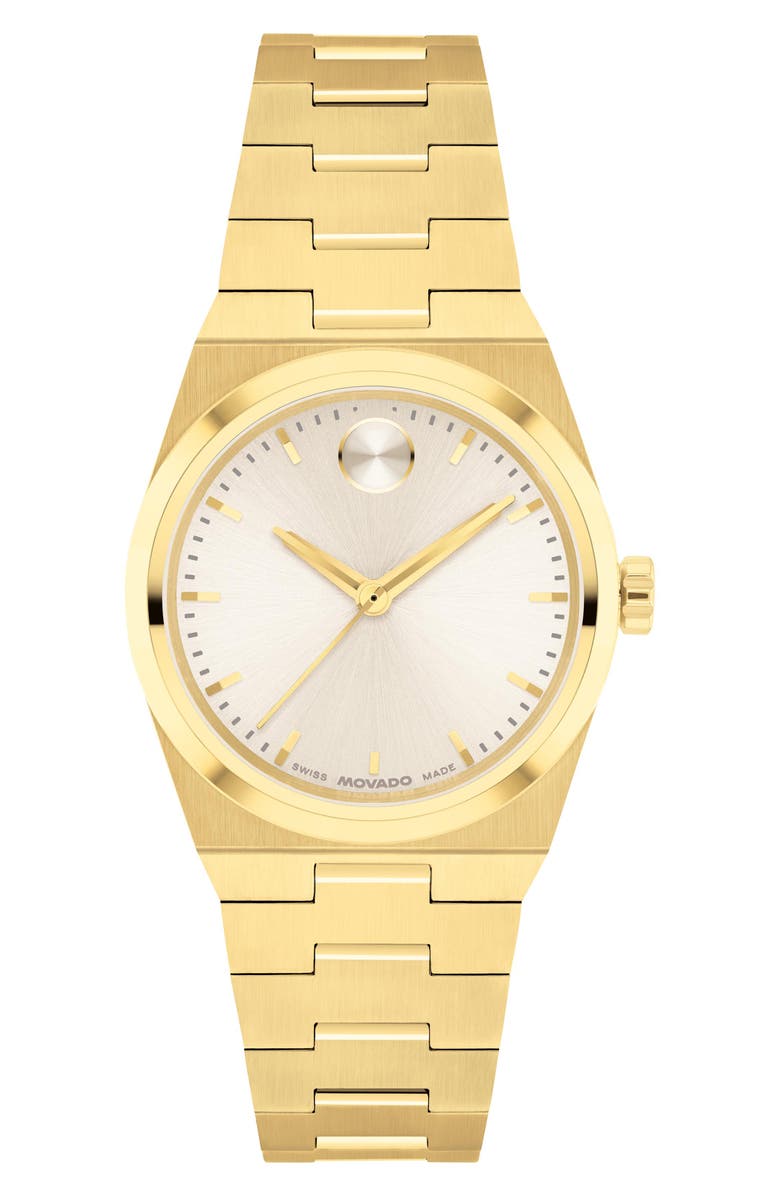 Movado Mini Bold Quest Bracelet Watch, 28mm, Main, color, Gold Dial