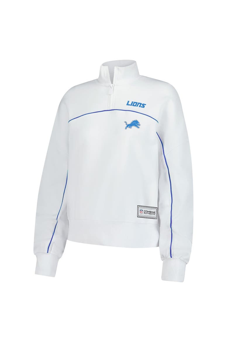 Women's New Era White Detroit Lions Functional Fandom Quarter-Zip Sweatshirt, Alternate, color, White
