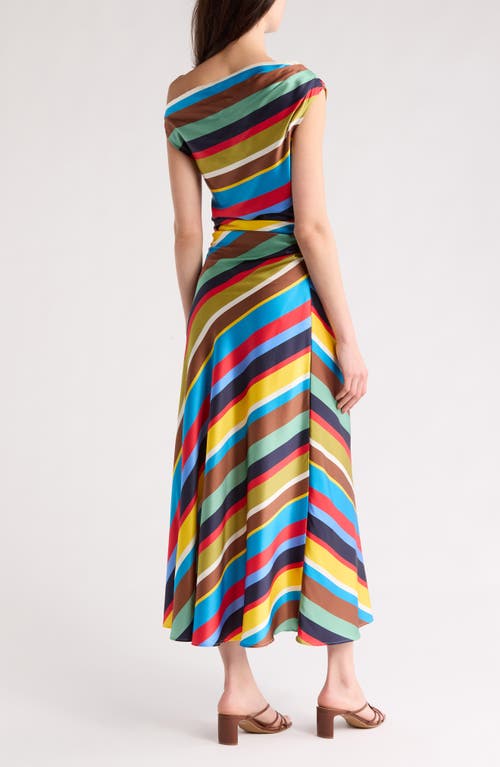Staud Phare Off-the-shoulder Striped Silk Maxi Dress