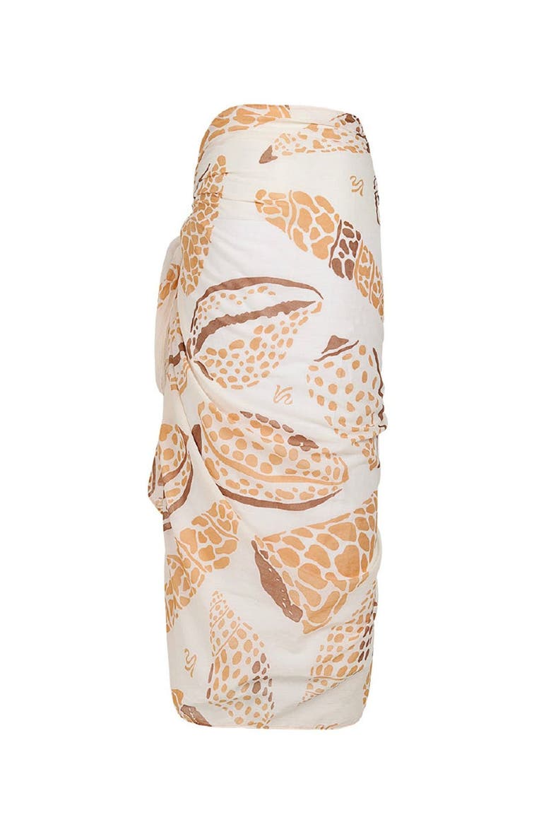 Shell Tides Loretta Shell Print Cotton Pareo Sarong, Alternate, color, BEIGE SHELL PRINT