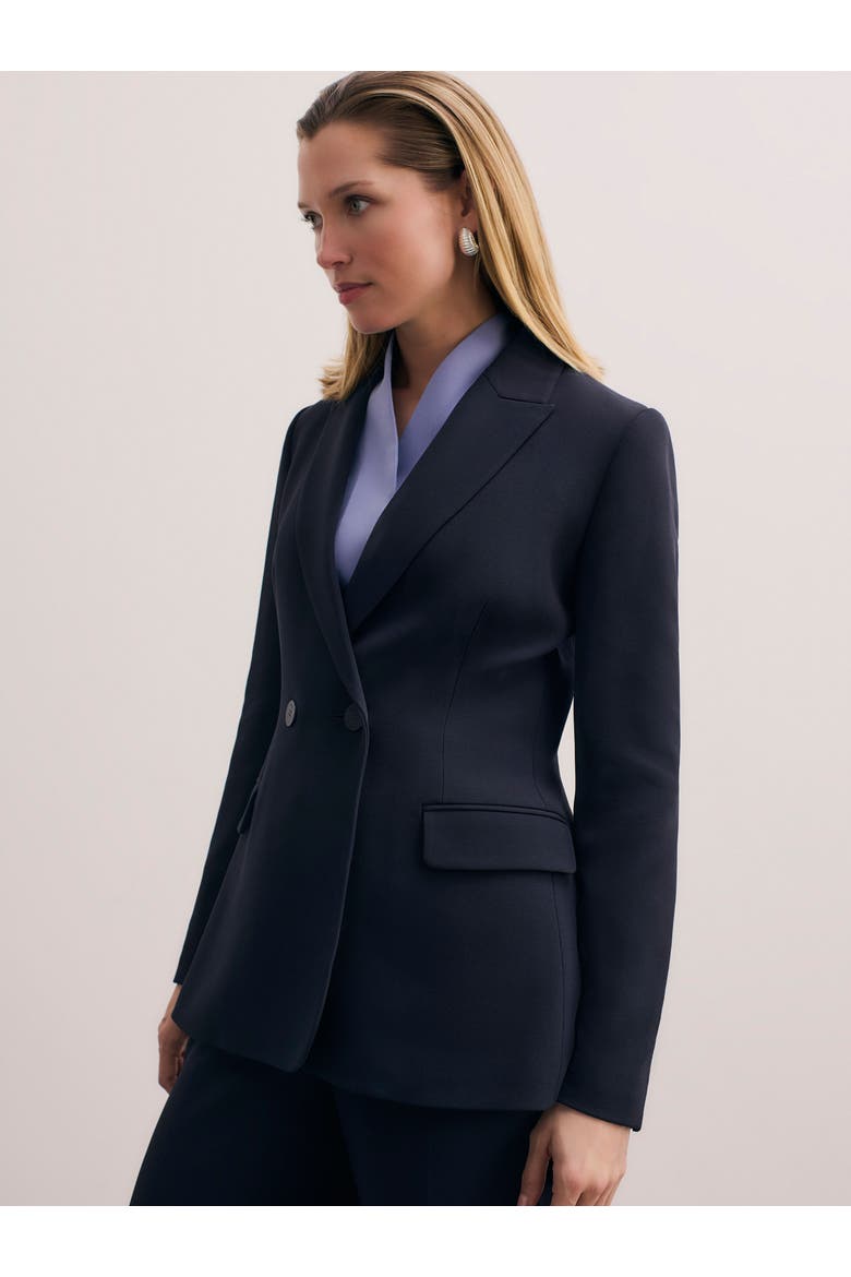 Double-Breasted Tailored Blazer, Alternate, color, Navy