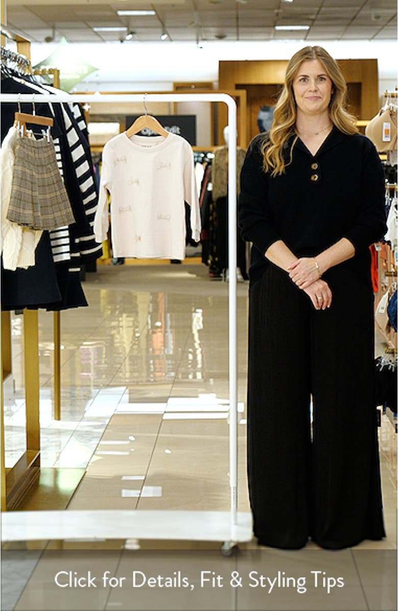 Kids' Bow Embellished Long Sleeve Cotton T-Shirt, sales video thumbnail