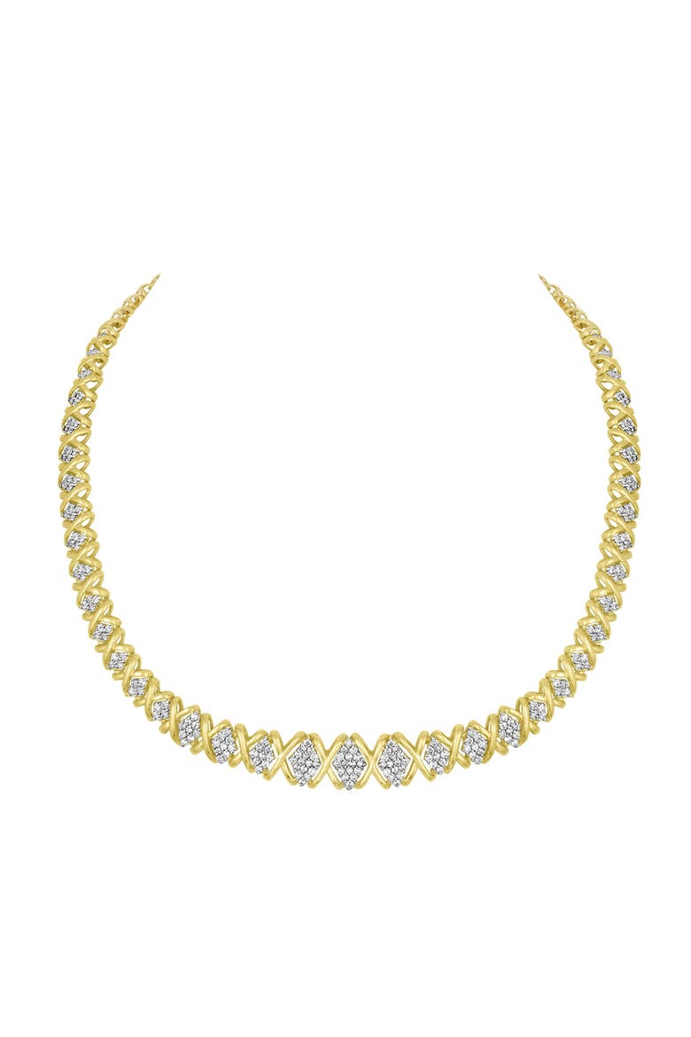 10K Yellow Gold 4 cttw Brilliant Diamond Graduating Riviera Statement Necklace, Alternate, color, Yellow
