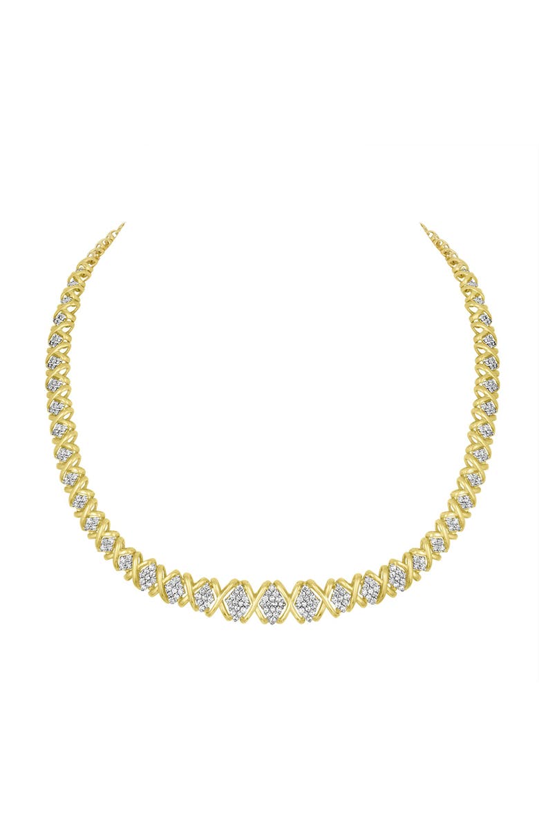 Haus of Brilliance 10K Yellow Gold 4 cttw Brilliant Diamond Graduating Riviera Statement Necklace, Alternate, color, Yellow