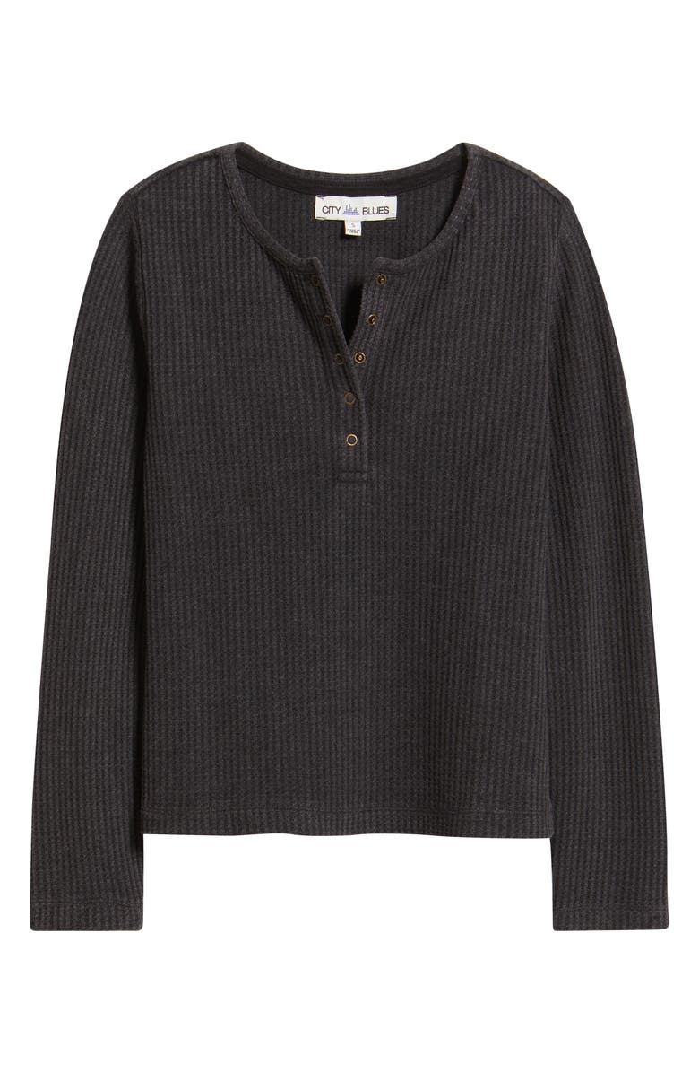 CITY BLUES Thermal Knit Henley, Alternate, color, Washed Black