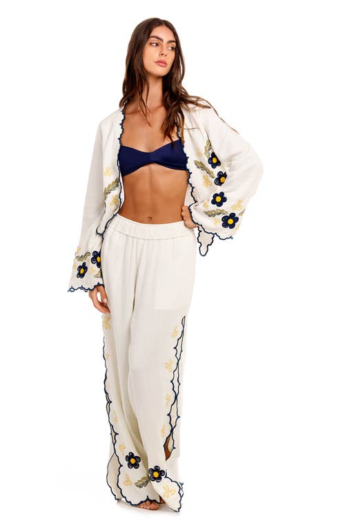 Agua Bendita Soleil Fiore Tie Front Cover-up Top In White