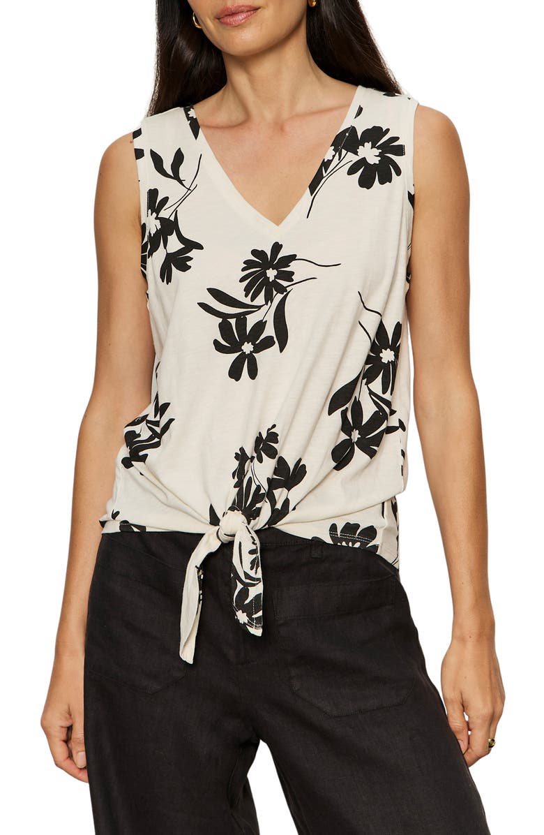 Sanctuary Floral Print Cotton Blend Tank, Main, color, Chalk White Bloom