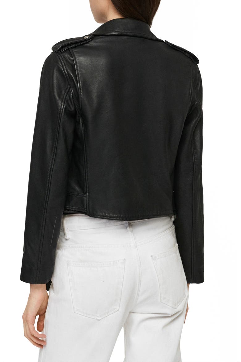 Lexi Lambskin Leather Biker Jacket, Alternate, color, BLACK