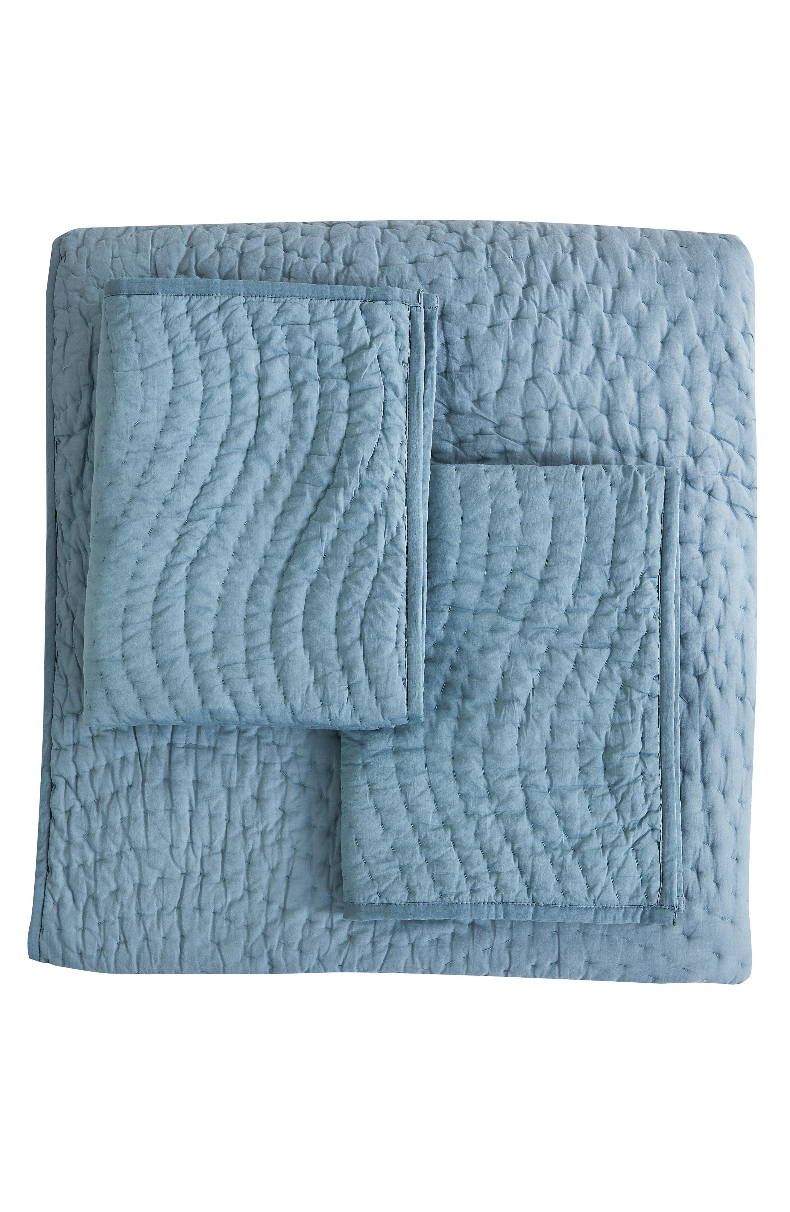 MELANGE HOME Voile Solid Cotton Quilt & Sham Set